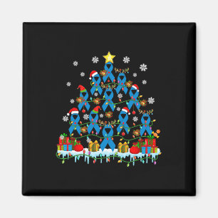 Santa Reindeer Elf Diabetes Awareness Ribbons Chri Magnet