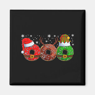 Santa Reindeer Elf Donut Doughnut Christmas Womens Magnet