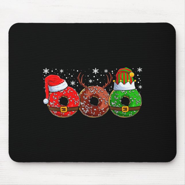 Santa Reindeer Elf Donut Doughnut Christmas Womens Mouse Pad (Front)