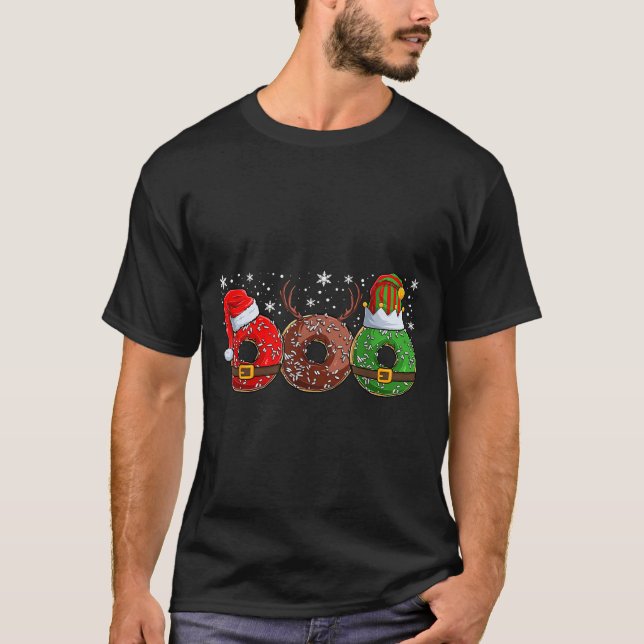 Santa Reindeer Elf Donut Doughnut Christmas Womens T-Shirt (Front)