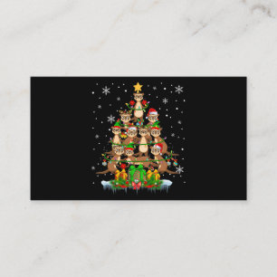 Santa Reindeer Elf Ferrets Christmas Tree Lights F Business Card