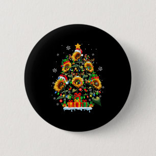 Santa Reindeer Elf Sunflowers As Xmas Tree Flowers 6 Cm Round Badge