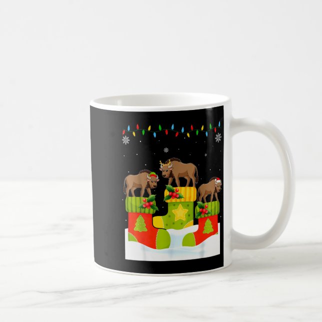 Santa Reindeer Elf Wildebeest In Christmas Socks U Coffee Mug (Right)