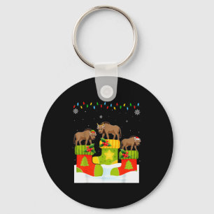 Santa Reindeer Elf Wildebeest In Christmas Socks U Key Ring