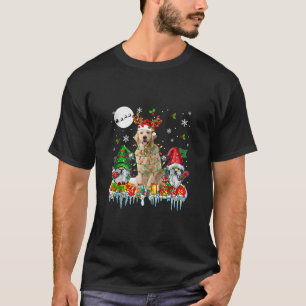 Santa Reindeer Golden Retriever Couple Gnomes Chri T-Shirt