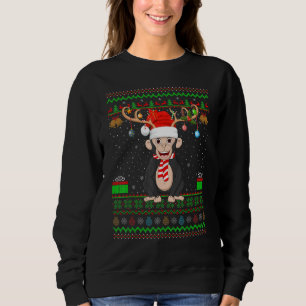 Santa Reindeer Hat Matching Ugly Chimpanzee Christ Sweatshirt