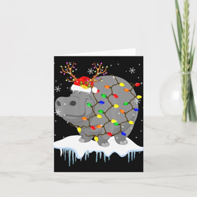 Santa Reindeer Hip Xmas Light Santa Reindeer Hip T Card (Front)