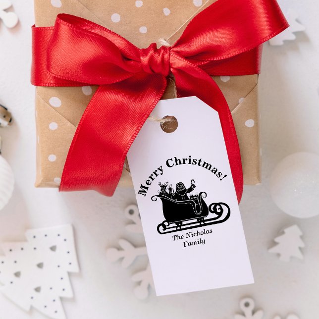 Santa, Reindeer In Sleigh Christmas Family Name Rubber Stamp (Creator Uploaded)