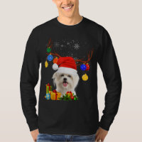 Santa Reindeer Maltese Dog Christmas Lights Xmas