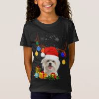 Santa Reindeer Maltese Dog Christmas Lights Xmas
