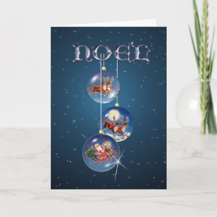 SANTA & REINDEER NOEL ORNAMENTS  by SHARON SHARPE Holiday Card
