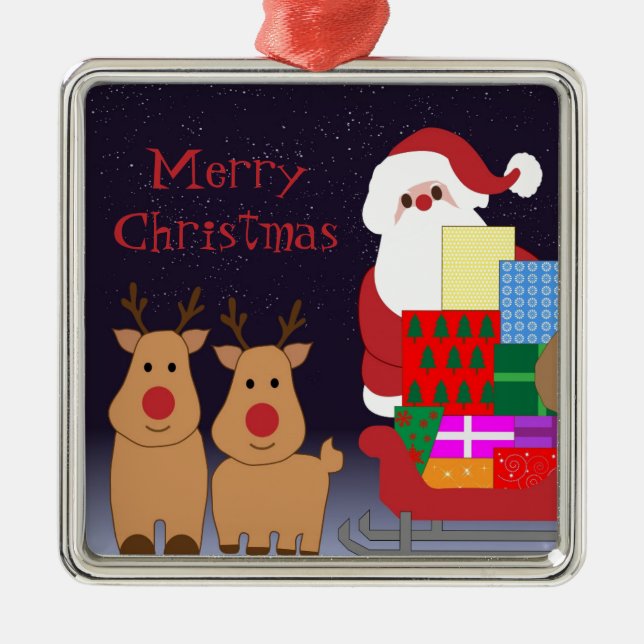 Santa & Reindeer Ornament (Front)
