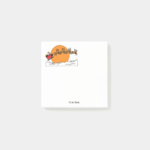 Santa Reindeer Over Snow Covered Town Moon Post-it Notes