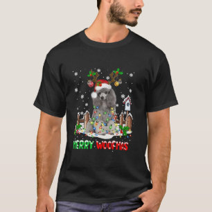 Santa Reindeer Poodle Dog Christmas Lights Long Sl T-Shirt