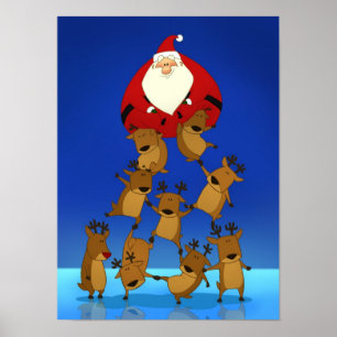 Santa & Reindeer Poster