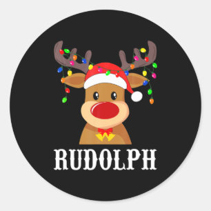 Santa Reindeer Rudolph Xmas Group Costume  Classic Round Sticker
