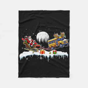 Santa Reindeer School Bus Christmas Driver Team Lo Fleece Blanket