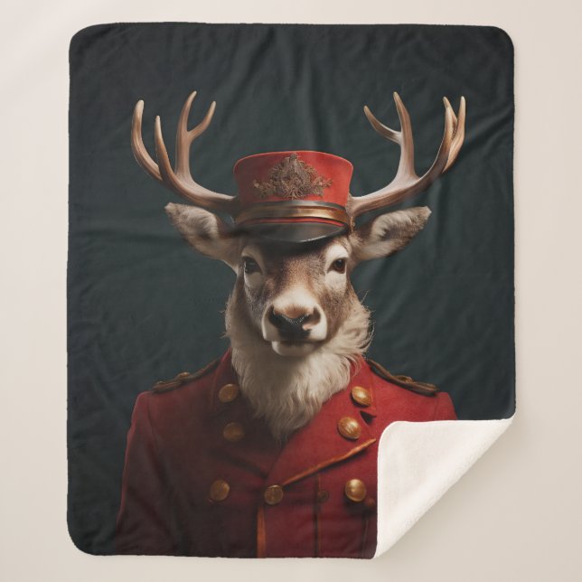 Santa Reindeer Sherpa Blanket (Front)