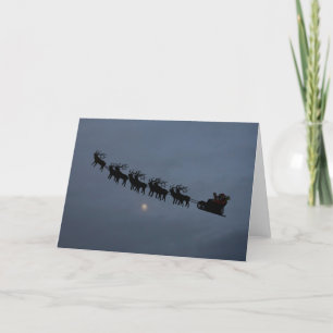 Santa & Reindeer Silhouette Holiday Card