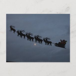 Santa & Reindeer Silhouette Holiday Postcard