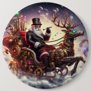 Santa/Reindeer steampunk Christmas/winter 6 Cm Round Badge