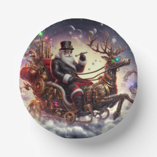 Santa/Reindeer steampunk Christmas/winter Paper Plate