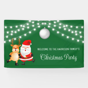 Santa Reindeer String Lights Christmas Ball Banner