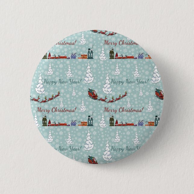 santa reindeer team 6 cm round badge (Front)