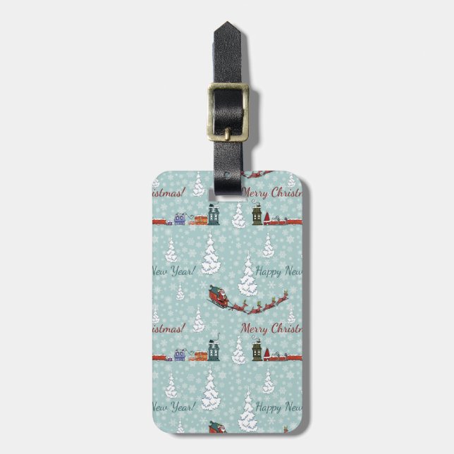 santa reindeer team luggage tag (Front Vertical)