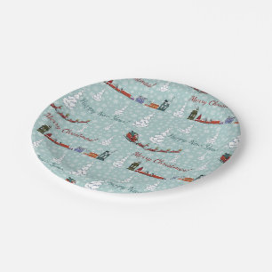 santa reindeer team paper plate