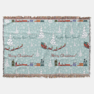 santa reindeer team throw blanket