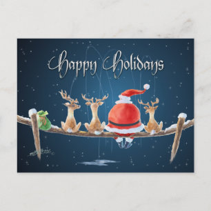 SANTA & REINDEER & TEXT by SHARON SHARPE Holiday Postcard