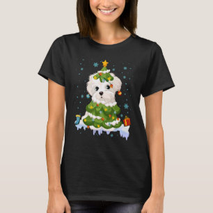 Santa Reindeer Westie Christmas Lights Xmas Dog T-Shirt