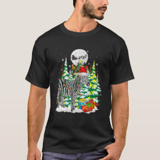 Santa Reindeer Zebra Christmas Trees Animal Lover  T-Shirt