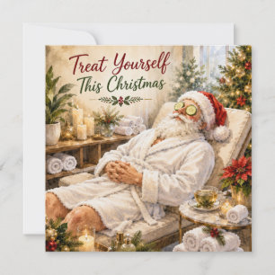 Santa Relaxing in Sauna Relax Into the Holidays Holiday Card