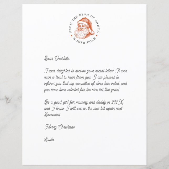 Santa Reply Letter (Front)