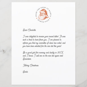 Santa Reply Letter