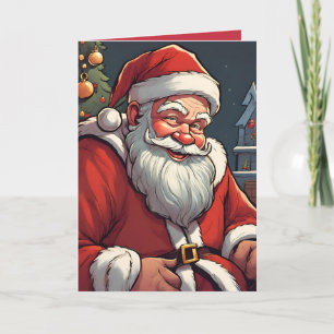Santa Retro Concept Art Folded Holiday Card