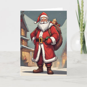 Santa Retro Concept Art Folded Holiday Card