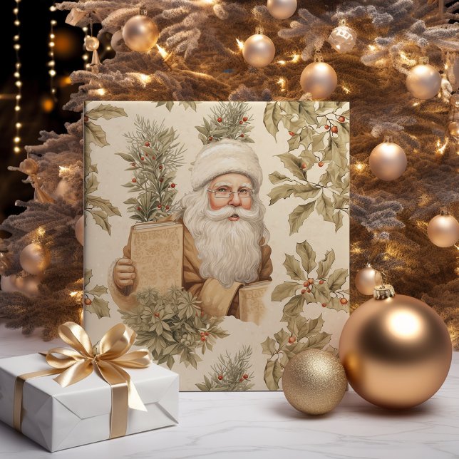  Santa Retro Gold Vintage Wrapping Paper (Creator Uploaded)