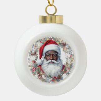 Santa Return Address Label Ceramic Ball Christmas Ornament