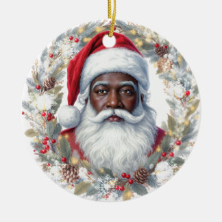 Santa Return Address Label  Ceramic Tree Decoration