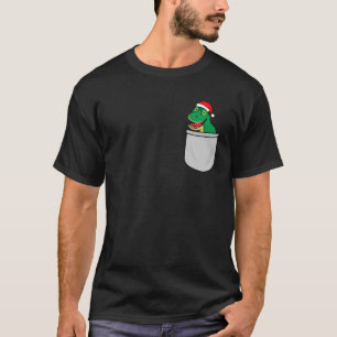 Santa Rex Pocket Funny Cute Dinosaur Boy Christmas T-Shirt