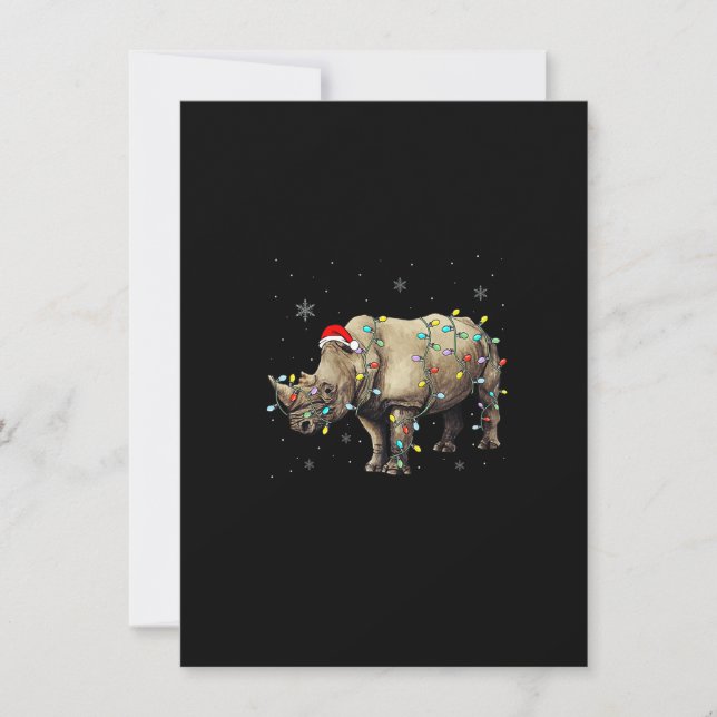 Santa Rhino Christmas Lights Rhino Lover Xmas Funn Invitation (Front)