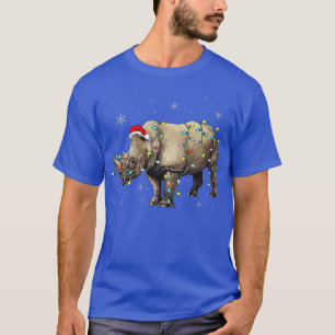 Santa Rhino Christmas Lights Rhino Lover Xmas Funn T-Shirt