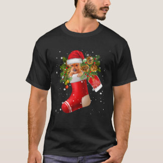 Santa Rhodesian Ridgeback In Christmas Sock Pajama T-Shirt
