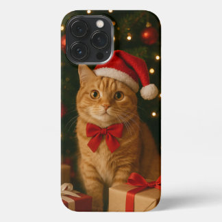 Santa Ribbon Cat iPhone 13 Pro Max Case