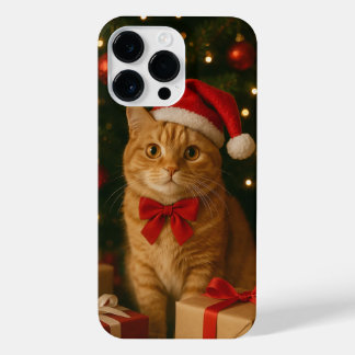 Santa Ribbon Cat iPhone 14 Pro Max Case