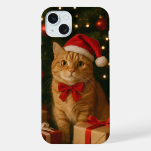 Santa Ribbon Cat iPhone 15 plus Case