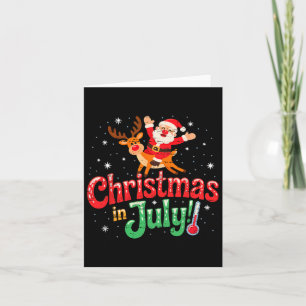 Santa Ridding Reindeer Christmas In July Summer Xm Card